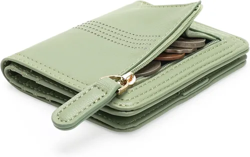 Miniatura 8 de APHISON Billetera para mujer, delgada y pequeña, cartera RFID para mujer, 05A125VERDE, Moderno