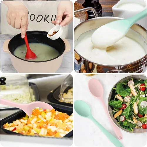 Miniatura 6 de Vituer - Juego de 7 cucharas de silicona para servir, resistentes al calor, cucharas de cocina antiadherentes para cocinar, cucharas de servir