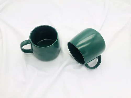 Miniatura 3 de PACEKONER Paquete de 2 tazas de cerámica, tazas de porcelana con asa, tazas de cerámica lisas para café, té, leche, cacao (verde)