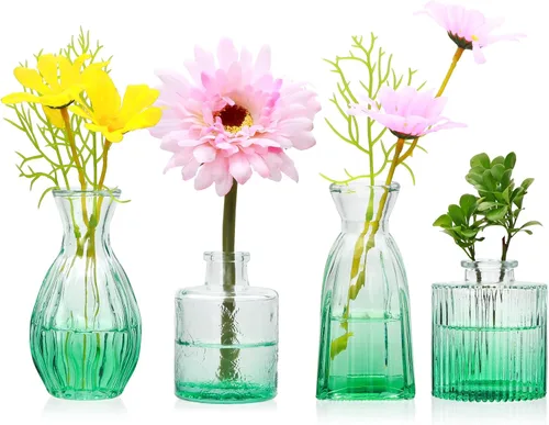Miniatura 14 de Mapoxy Juego de 4 Jarrones de Vidrio para Brotes, Pequeños Jarrones de Flores para Centros de Mesa de Boda y Decoraciones de Mesa, Mini Jarrones