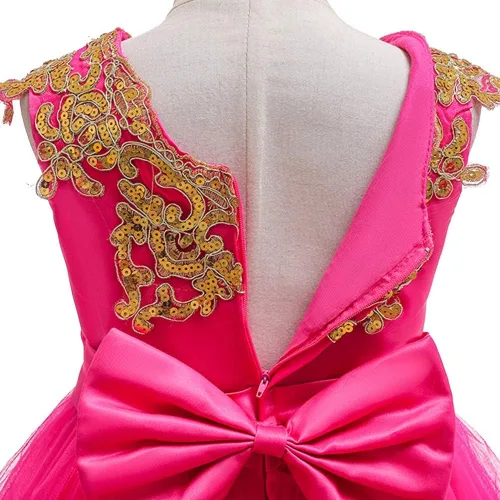 Miniatura 5 de ODASDO Vestido de niña de flores para niña, con lentejuelas, lazo, tutú, princesa, para boda, dama de honor, cumpleaños, fiesta, desfile, 6M-11T