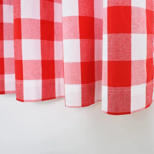 Miniatura 75 de Cenefas de cortina para ventana de 16 pulgadas de largo, 2 paneles de cuadros búfalo, cortinas pequeñas con bolsillo para barra, estilo clásico