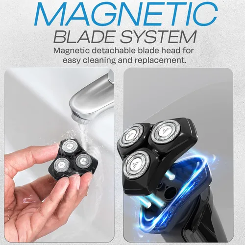 Miniatura 3 de HUMMINGBIRD MK8 - Afeitadora facial giratoria de alta calidad, afeitadora eléctrica recargable en húmedo y seco con recortadora emergente