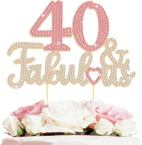 Miniatura 32 de 25 y fabulosa decoración de pastel de diamantes de imitación dorados y rosados – Feliz cumpleaños 25 años saluda a 25 años de edad, decoración