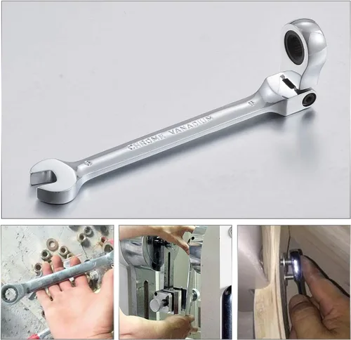 Miniatura 7 de KATUR Juego de llaves de trinquete de 0.236 pulgadas (0.236 in) con cabezal pivotante flexible, llave combinada de trinquete, herramienta métrica