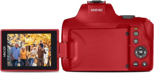 Miniatura 6 de Minolta Cámara digital de enfoque automático de 64 megapíxeles con zoom óptico de 10x, video Ultra HD 4K y disparo macro, paquete con tarjeta de Rojo