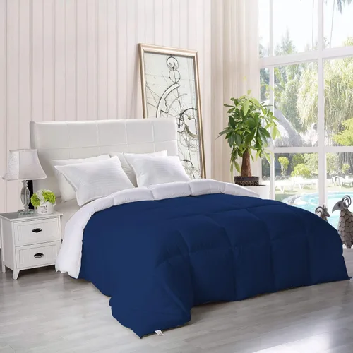 Miniatura 2 de BedDecor Edredón reversible de relleno de microfibra de alta calidad de 400 GSM, relleno de microfibra de 15.16 oz/m², 600 hilos, 100% algodón