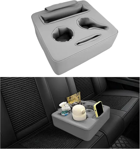 Kewucn Organizador de asiento trasero de automóvil, bolsillo de cuero para sofá, almohada impermeable para almacenar bebidas y aperitivos, soporte