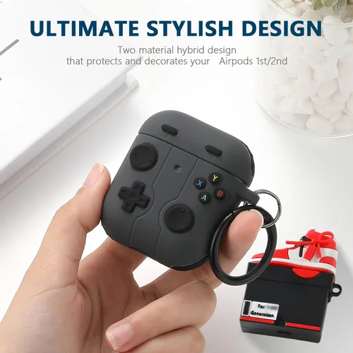 Miniatura 3 de [Paquete de 2] Gedicht para Airpods 2ª generación, divertida consola de juegos de dibujos animados 3D, diseño de caja de zapatos de silicona suave