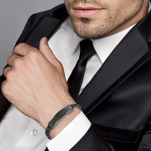 Miniatura 5 de Pulseras para hombre, acero inoxidable, cierre plegable, cadena cubana, pulsera para hombre