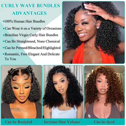 Miniatura 4 de Liang Dian Paquetes Rizados de Cabello Humano 8 8 10 10 Pulgadas Paquetes Kinkycurly de Cabello Humano para Mujeres Negras 100% Sin Procesar Cabello