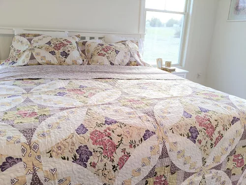 Miniatura 3 de DaDa Bedding Cottage - Juego de colcha floral rosa malva – Colcha acolchada reversible ligera transpirable con fundas de almohada – Jardín