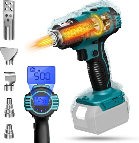 Miniatura 9 de LIVOWALNY Pistola de calor compatible con batería Milwaukee de 18 V (solo herramienta) Pistola de calor inalámbrica de 350 W de 122 ℉ ~ 1022 ℉