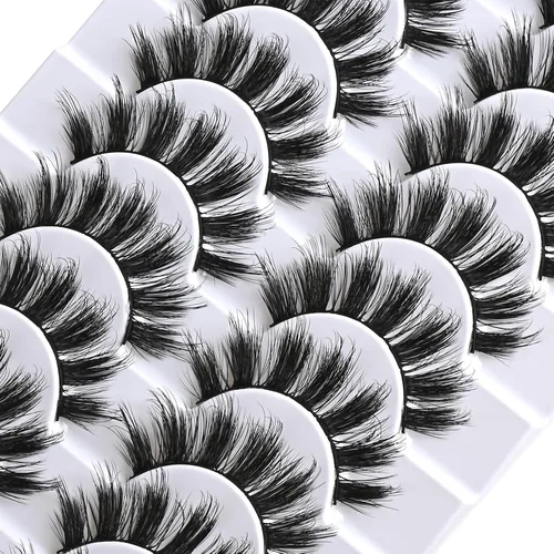 Miniatura 5 de FARRED - Pestañas postizas esponjosas de aspecto natural, pestañas cortas y finas, tiras de pestañas de 16mm, 10 pares, paquete de pestañas