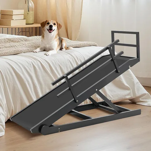 Miniatura 13 de SLSY Rampa para perros para cama, sofá y SUV, rampa plegable ajustable mejorada para mascotas con alfombrilla de goma antideslizante, 45.2 pulgadas