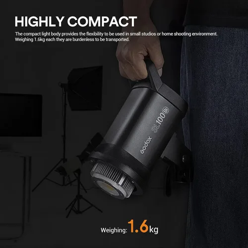 Miniatura 5 de Godox SL100Bi - Luz de video LED bicolor de 100 W, montaje Bowens, 32100Lux@1M, iluminación continua LED con 11 efectos FX, 2800K-6500K TLCI97+