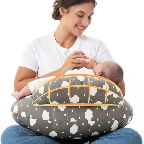 Miniatura 9 de Momcozy - Almohada de lactancia original con valla de seguridad innovadora, más ancha para mayor soporte a mamá y bebé, facilita la lactancia manos