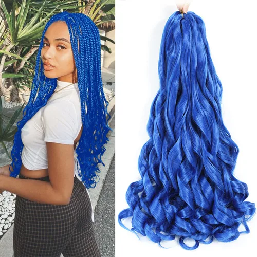 Miniatura 47 de Cabello Rizado Francés para Trenzar de 18 Pulgadas, 8 Paquetes Color Borgoña - Cabello para Trenzar Pre-Estirado con Rebote - Extensiones de Cabello