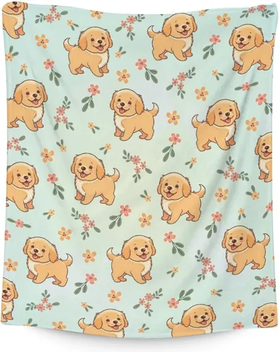 Miniatura 8 de Golden Retriever - Manta de regalo de 30 x 40 pulgadas, lindas mantas para mujeres y niñas, mantas de felpa suaves azules para sofá, oficina