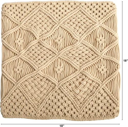 Miniatura 2 de Nearly Natural Funda de almohada decorativa de macramé de 18 pulgadas