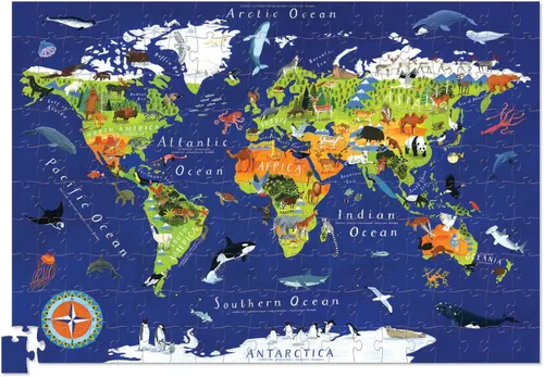 Miniatura 4 de Rompecabezas de 200 piezas del mapa del mundo y cartel a juego de Crocodile Creek.