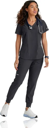 Miniatura 4 de BARCO Skechers Vitality Electra Scrub Jogger para mujer, estilo yoga, pantalón médico de tela sostenible para mujer, Negro
