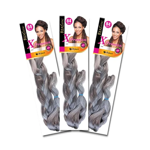 Miniatura 93 de Realistic Trenza original X-Pression 84 pulgadas 100% Kanekalon (paquete de 3, 1) M-61XPRES84