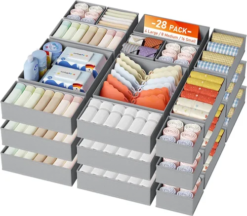 Miniatura 11 de DIMJ Organizador de cajones para ropa, paquete de 6 unidades, organizadores plegables para bebé, organizador de almacenamiento y cómoda