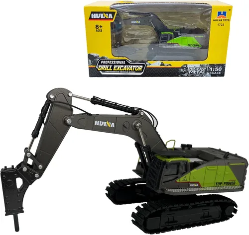 Gemini&Genius Juguete de excavadora para niños, juguete de construcción de martillo de impacto a escala 1:50, juguete de vehículo de construcción,