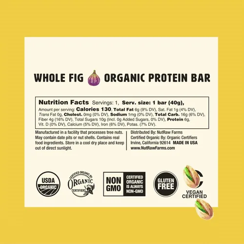 Miniatura 2 de Nutrawbar, Superalimento orgánico, barra de frutas crudas y nueces, higo entero, 1.4 onzas, 12
