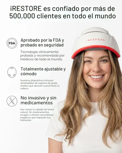 Miniatura 8 de iRestore - Sistema para crecimiento del cabello + baterías recargables, gorra láser aprobada por la FDA (Administración de Alimentos y Medicamentos)