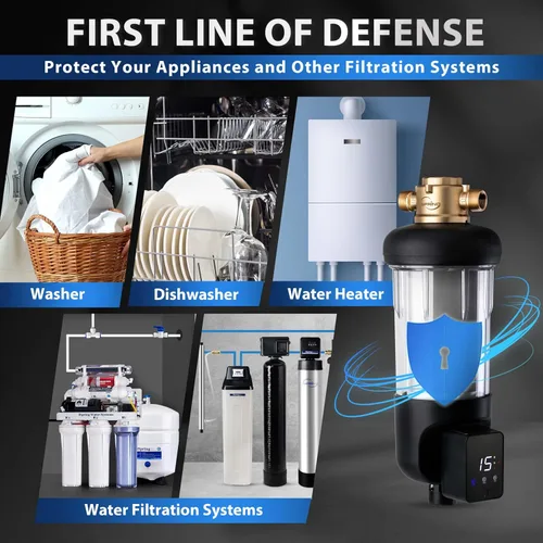 Miniatura 4 de iSpring WSP200ARJ Filtro de agua de sedimentos de centrifugado, Tamaño Jumbo mejorado, Gran capacidad, Reutilizable con módulo de auto-lavado