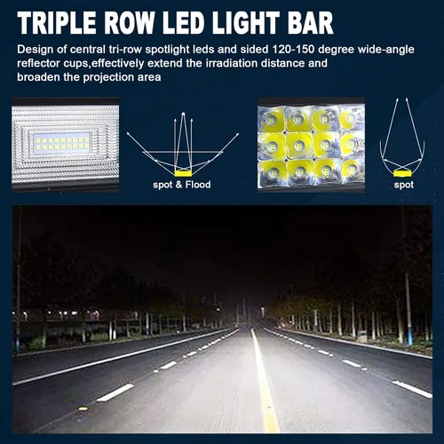 Miniatura 5 de AUXTINGS 22 "270 W LED luz de trabajo Barra foco inundación haz combo curva triple fila 7D DC 12V-24V 6000k luz de conducción para vehículos