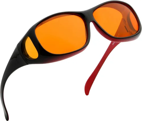Miniatura 19 de BLUELESS Se ajustan sobre lentes de bloqueo azul con lentes teñidos de naranja, color negro 06-negro-100% bloqueo de luz azul