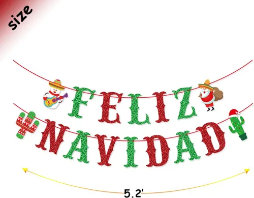 Miniatura 3 de Feliz Navidad - Cartel de Navidad española, remolinos colgantes para decoraciones navideñas españolas