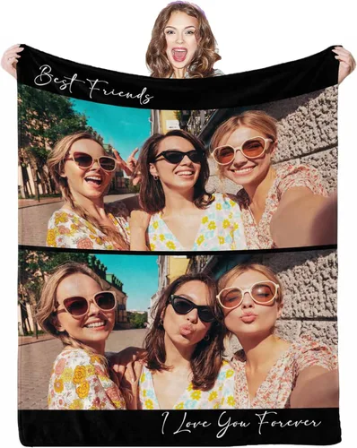 Miniatura 16 de Manta de fotos personalizada, 4 fotos, mantas personalizadas para mamá, abuela, esposa, mujeres de hija, hijo, marido, 8 tamaños 4 Fotos-1