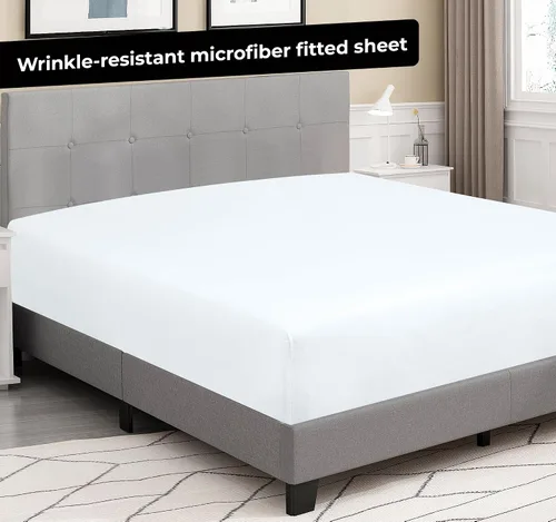 Miniatura 8 de Royale Linens Paquete de 2 sábanas bajeras, sábanas elásticas, sábana bajera individual XL, suave y transpirable, microfibra 1800, resistente a