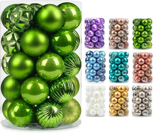 Miniatura 43 de AMS Esferas de Navidad de 2.36 pulgadas/60mm, 34 unidades, adornos grandes, decoraciones para fiestas, inastillables, colgantes festivos para Negro