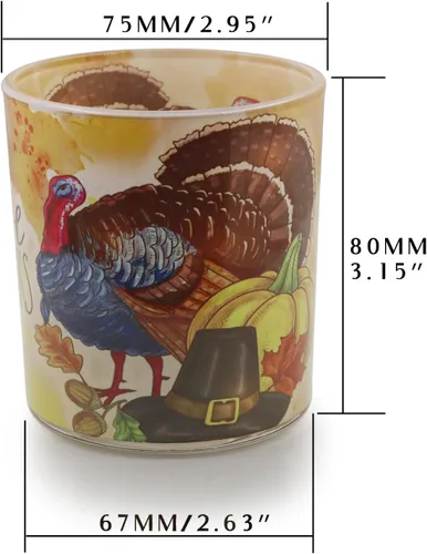 Miniatura 6 de Portavelas de Acción de Gracias, 4 unidades, portavelas votivas de cristal SHMILMH para decoración de mesa de otoño, chimenea, mantel Día de Acción