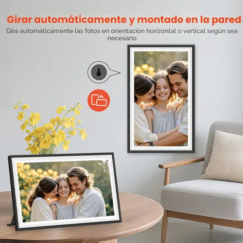 Miniatura 8 de BIGASUO Marco de fotos digital Frameo 15.6 pulgadas WiFi marcos de fotos electrónicos grandes con 64 GB de memoria 1920 x 1080 IPS FHD pantalla