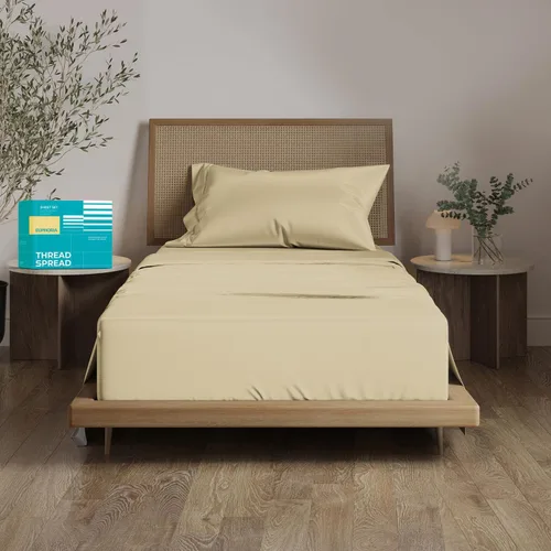 Miniatura 49 de THREAD SPREAD Sábanas 100% Algodón Egipcio Tamaño Twin - 800 Alto Número de Hilos 3 Piezas Sábanas Twin Extra Largas para Dormitorio, Bolsillo