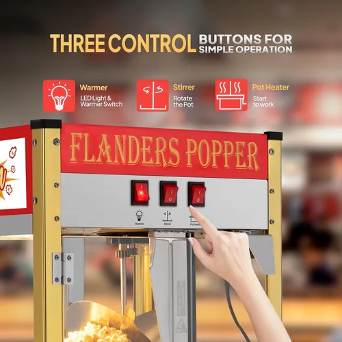 Miniatura 4 de ROVSUN Máquina de palomitas de maíz estilo cine con hervidor de 10 onzas que hace hasta 4 galones certificado ETL, máquina comercial de palomitas