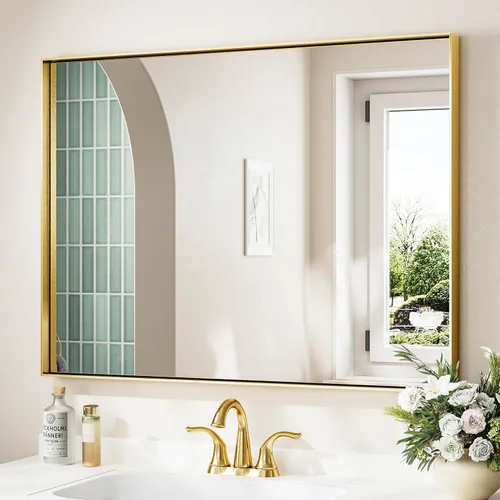 Miniatura 50 de Keonjinn - Espejo rectangular con marco negro para baño de 40 x 30 pulgadas, espejo de pared para sobre el lavabo, espejos de tocador de metal