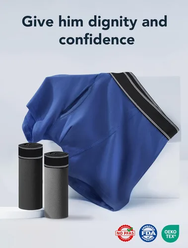 Miniatura 21 de Ropa interior lavable para incontinencia para hombre, calzoncillos bóxer de algodón, 3.4 fl oz de absorción, ropa interior a prueba de fugas