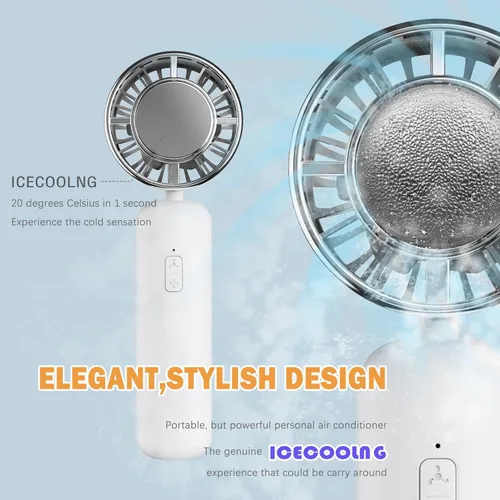 Miniatura 6 de Ventilador de aire acondicionado, ventilador de mano [enfriamiento rápido], pequeño ventilador portátil de hielo portátil, ventilador portátil