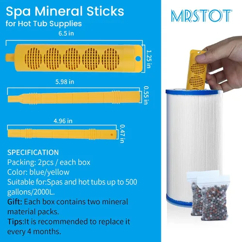Miniatura 5 de Natuer - Barra mineral para bañera de hidromasaje, cartucho de filtro mineral para bañera de hidromasaje, 2 varillas para bañera de hidromasaje
