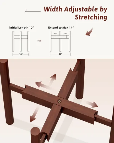 Miniatura 3 de GENTINGBRO Soporte Ajustable para Plantas de Interior, Soporte de Bambú para Plantas que se Ajusta a 8 9 10 11 12 Pulgadas, Pequeño Soporte