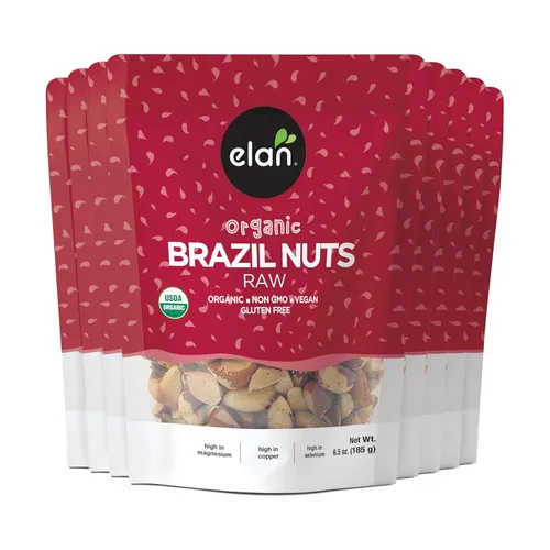 Miniatura 10 de Elan Nueces de Brasil crudas orgánicas, 6.5 onzas, nueces enteras, sin cáscara, sin OMG, veganas, sin gluten, kosher, bocadillos saludables