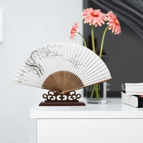 Miniatura 5 de ARTIBETTER Soporte de exhibición de ventilador plegable Soporte de ventilador de mano chino para exposición decoración oriental negro 4.7 in