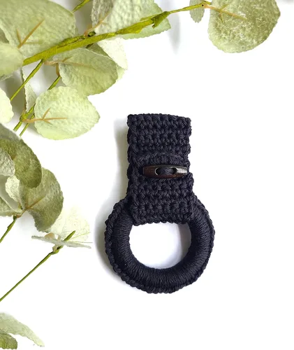 Miniatura 4 de Anillo de toallas de cocina colgante - Toallero para toallas de cocina con lazo para colgar - Percha de toalla de cocina regalo único de Negro